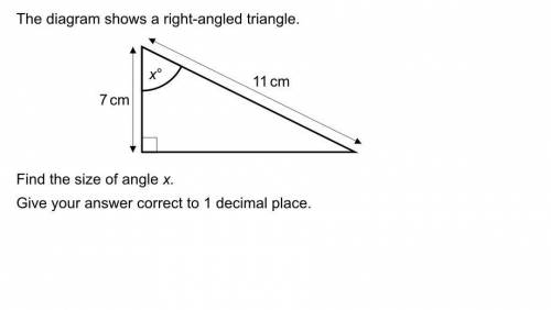 The diagram shows a right angled triangles find the size of x