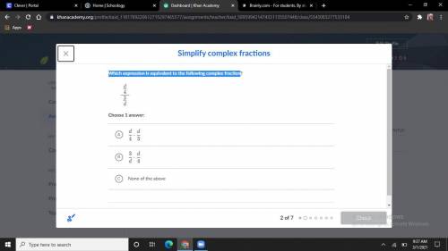 Which expression is equivalent to the following complex fraction d/4/3/d