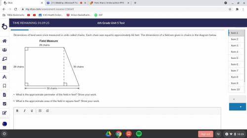 What is the approximate perimeter of the field in feet? Show your work.

• What is the approximate