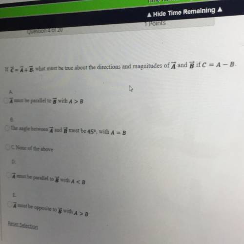 If C=+what must be true about the directions and magnitudes of A and B if C = A - B.