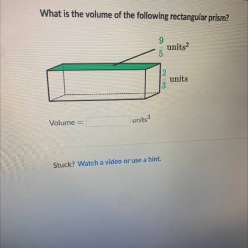 What is the volume of the following rectangular prism?

units2
CSN
units
units 3
Volume