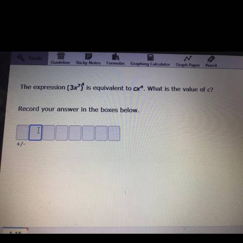 The expression (3x^7)^4 is equivalent to cx^n. What is the value of c?

Record your answer in the