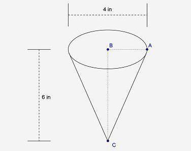 Imagine two line segments where each represents a slant height of the cone. The segments are on opp