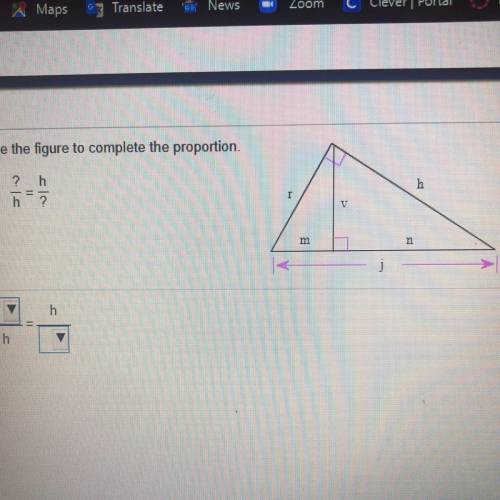 Use the figure to complete the proportion
?/h=h/?