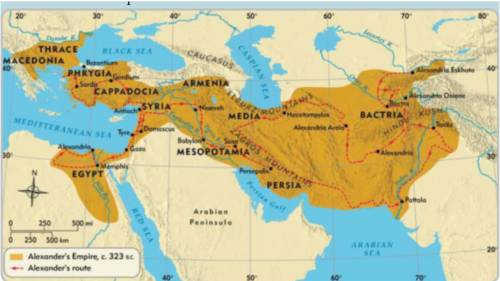 Locate and name four main rivers within Alexander’s empire.