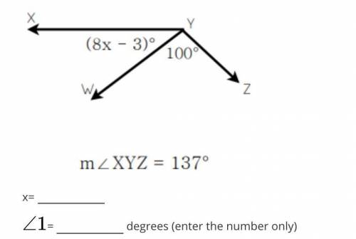 Use the diagram below to find x and each missing angle.