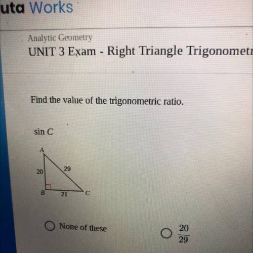 Find the value of the trigonometric ratio Sin C