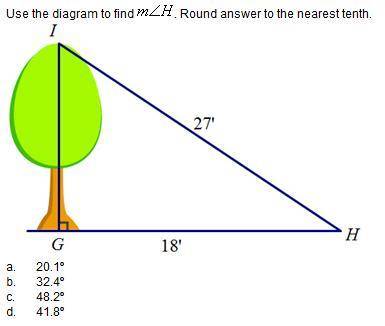Use the diagram to find M∠H. Round to the nearest tenth