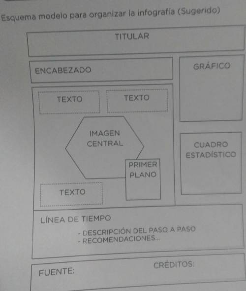 Esquema modelo para organizar la infografía sujerido​