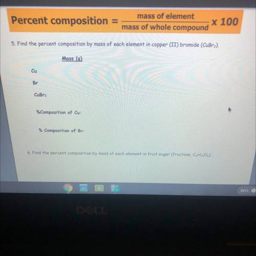 Find the percent composition by mass of each element in copper (II) bromide (CuBr2).

Please and t