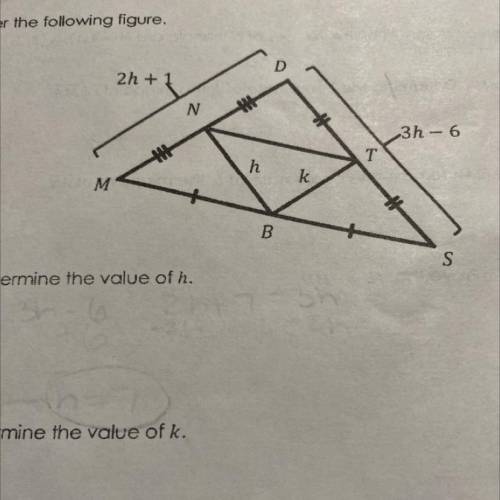 Consider the following figure

Part A: determine the value of h.
Part B: determine the value of k.