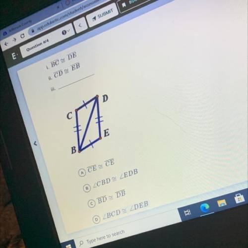 A student believes she can prove the two triangles below are congruent using the SSS postulate. Com