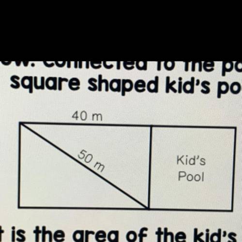 A diagram of a rectangular pool with the diagonal of 50 meters is shown below. Connected to the poo