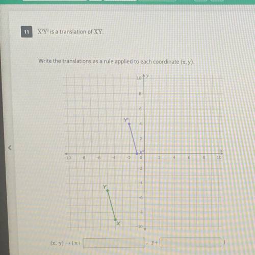 XY is a translation of XY.

Write the translations as a rule applied to each coordinate (x,y).
PLE