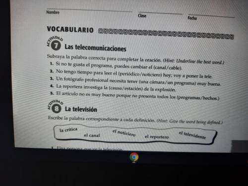 Please help with my Spanish work!!