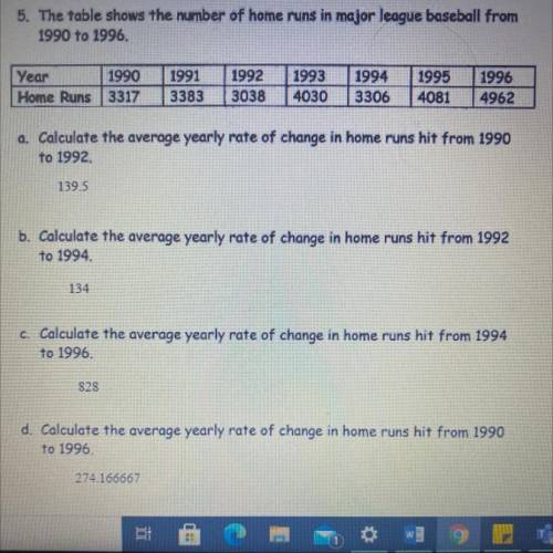 E. Write a sentence comparing the results from a- c to the average yearly

rate of change found in