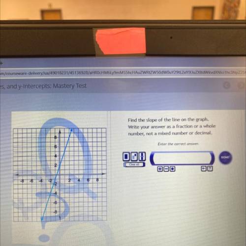 Find the slope of the line on the graph.

Write your answer as a fraction or a whole
number, not a