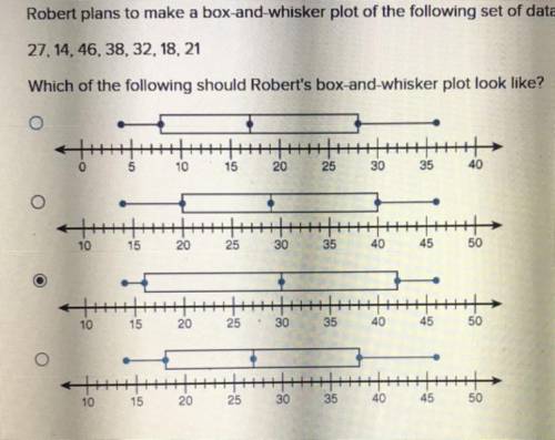 Robert plans to make a box-anchisker plot of the following set of data

 
27,14,25,38,32,78,21
Whic