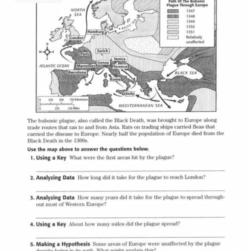 The bubonic plague, also called the Black Death, was brought to Europe along

trade routes that ra