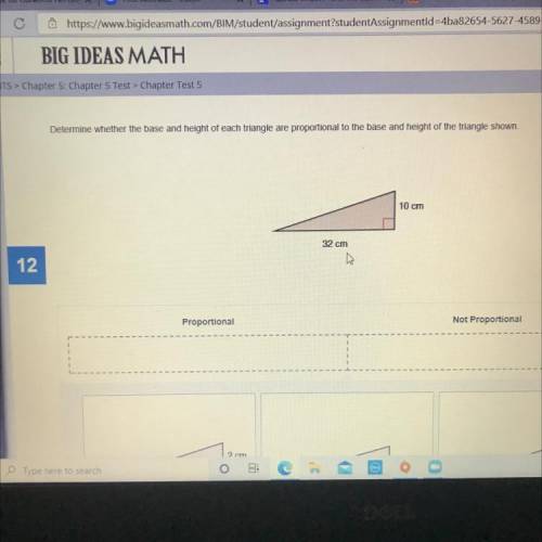 Determine whether the base and height of each triangle are proportional to the base and the height