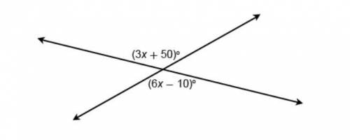 What is the value of x? Enter your answer in the box. x = Two intersection lines. Angle formed at t