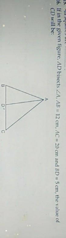 (a) 5.33 cm

(b) 6.33 cm(c) 7.33 cm(d) 8.33 cmSORRY GUY'S OPTION GLT AA GYE THE PHLE VALE QUES MEI