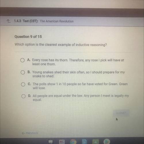 Which option is the clearest example of inductive reasoning?