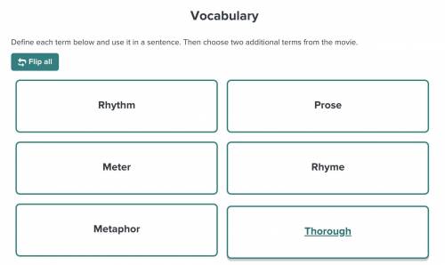 Define each term below and use it in a sentence. Then choose two additional terms from the movie.