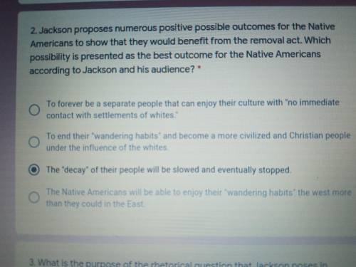 jackson proposes numerous positive possible outcomes for the native americans to show to show that