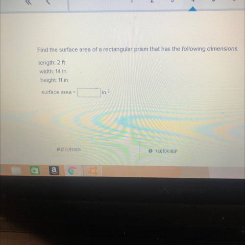 Find the surface area of a rectangular prism that has the following dimensions,

length: 211
width