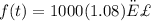 f(t)=1000(1.08)ˣ