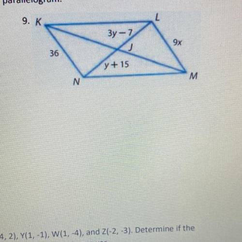 Find the values of each variable in each parallelogram.