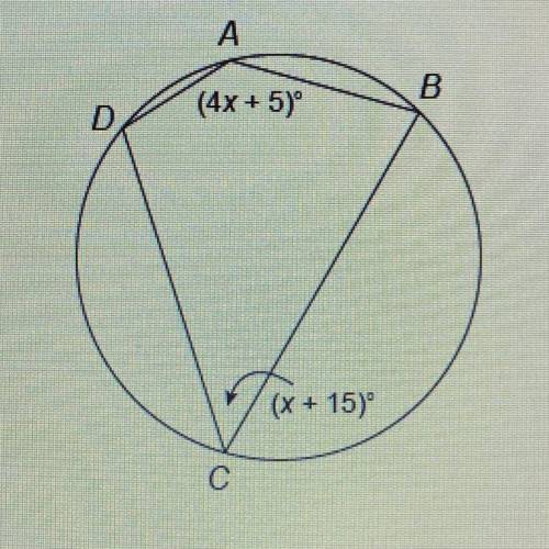 Quadrilateral ABCD is inscribed In a circle.
What is the measure of angle A?