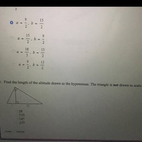 20 points!!! Find the length of the altitude drawn to the hypotenuse. The triangle is not drawn to