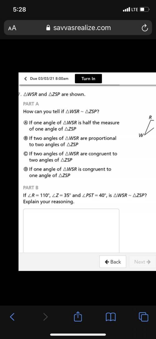 Math question (angels) please help quick ! For the Part B only ..