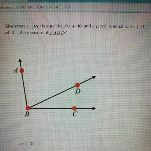 1. 7x +30
2.7x+50
3.13x+30
4.13x+50 
Please help me