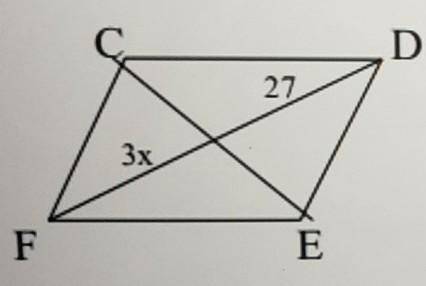 if CDEF is a parallelogram, what is the value of x? (Properties)-Opposite angles are equal. Opposit