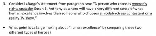 What point is LaBarge making about “human excellence” by comparing these two different types of her