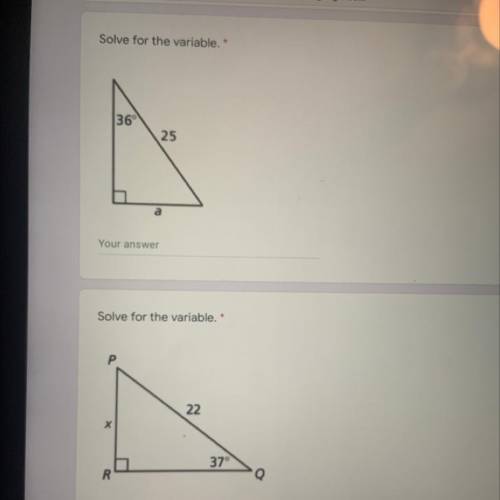 Solve for the variable for both! I NEED HELP ASAP