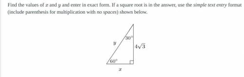 Anyone know the answer to this problem (find the values of x and y)