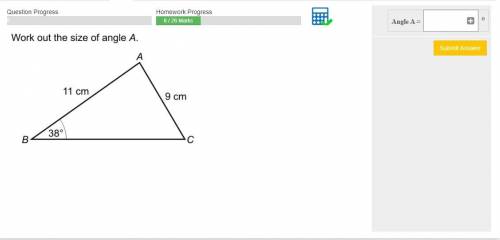Work out the size of angle A