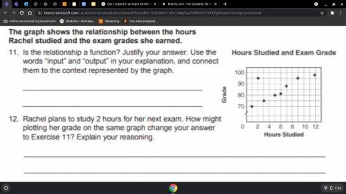 The graph shows the relationship between the hours rachel studied and the exam grades she earned