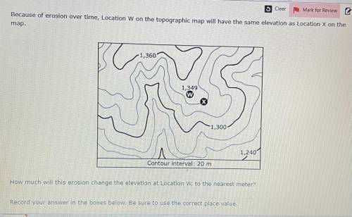 How much will this EROSION change the elevation at location W, to the nearest meter?