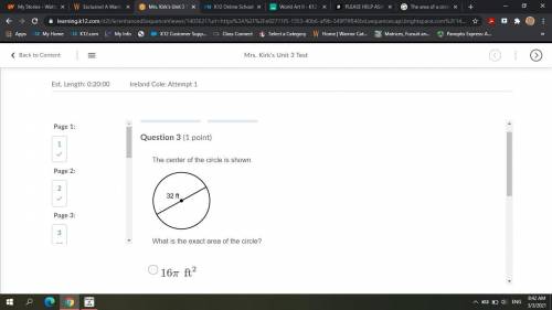 PLEASE HELP ASAP

Answers: 
16π ft2 
32π ft 2
1024π ft2
256π ft2