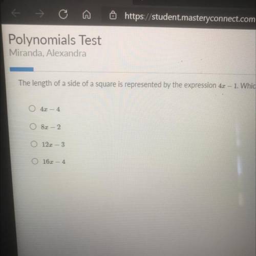 The length of a side of a square is represented by the expression 41 -1. Which expression represent