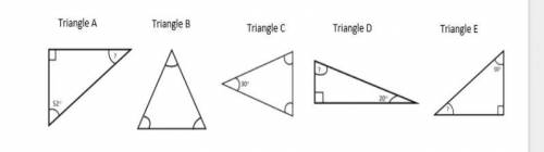 Please label below the missing angle measurements for each triangle.

Please label below the missi