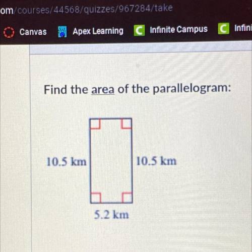 Find the area of the parallelogram!! will give brainliest

A. 62.5 km2
B. 31.1 km2
C. 109.2 km2
D.