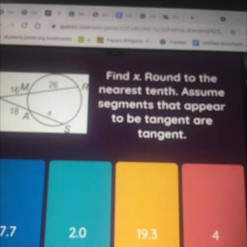 Re

16M
18 A А
Find x. Round to the
nearest tenth. Assume
segments that appear
to be tangent are
t