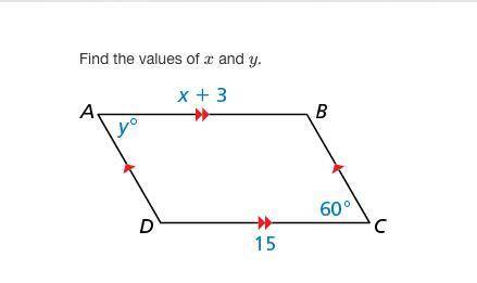 Find the values of x and y.