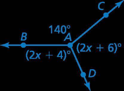 Find all angle measures in the diagram.
The measure of BAD=
The Measure of DAC=